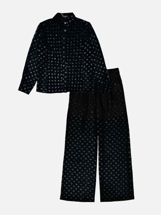 CHANEL 2023 Black Polka Dot Top & Pants Outfit