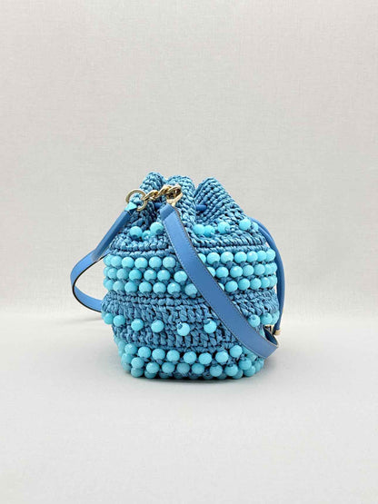 JIMMY CHOO Bon Bon Blue Bucket Bag