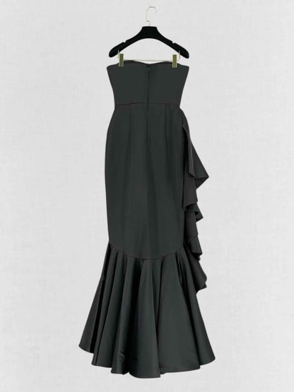 RASARIO Tube Black Ruffled Size US 6 Long Dress