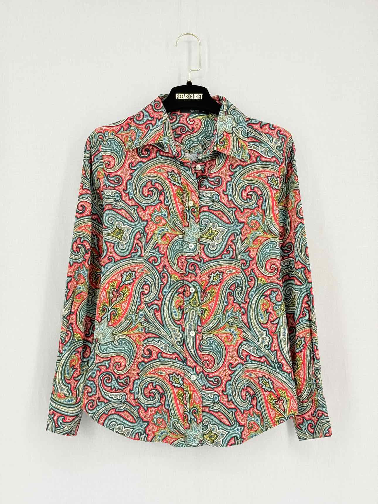 ETRO Pink Multicolor Paisley Print Size US 2 Shirt