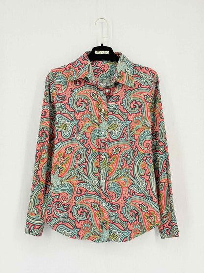 ETRO Pink Multicolor Paisley Print Size US 2 Shirt