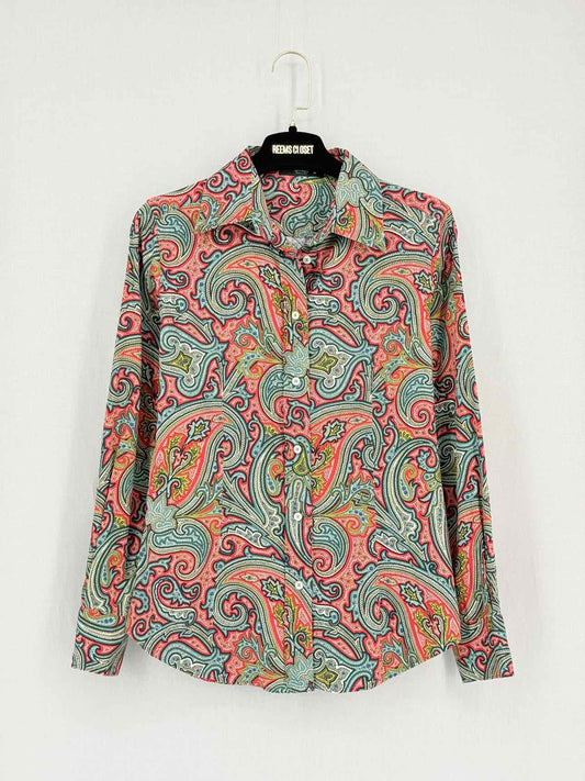 ETRO Pink Multicolor Paisley Print Size US 2 Shirt