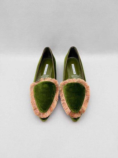 MANOLO BLAHNIK Green Size EU 41.5 Loafers