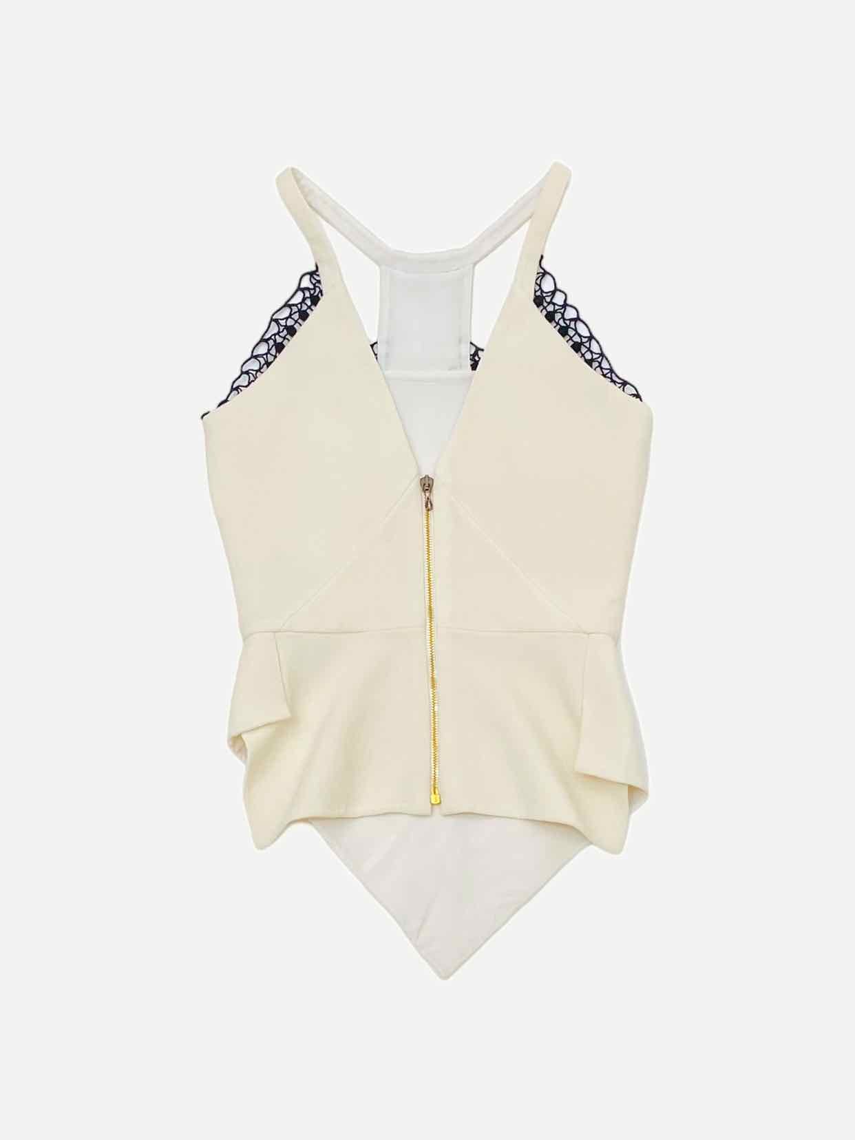 ROLAND MOURET Cream & Black Size Small Top