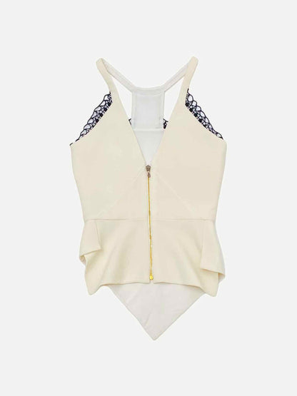 ROLAND MOURET Cream & Black Size Small Top