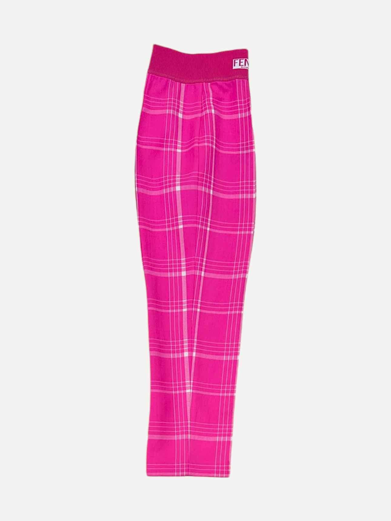 FENDI Elastic Waist Pink Plaid Pants