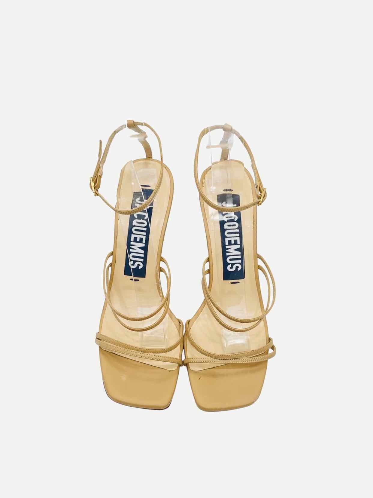 JACQUEMUS Swirling Js Espiral Beige Heeled Sandals 39.5