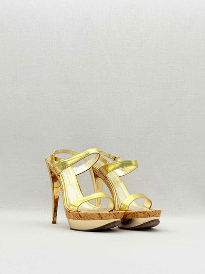 CASADEI Metallic Gold Size EU 38 Heeled Sandals