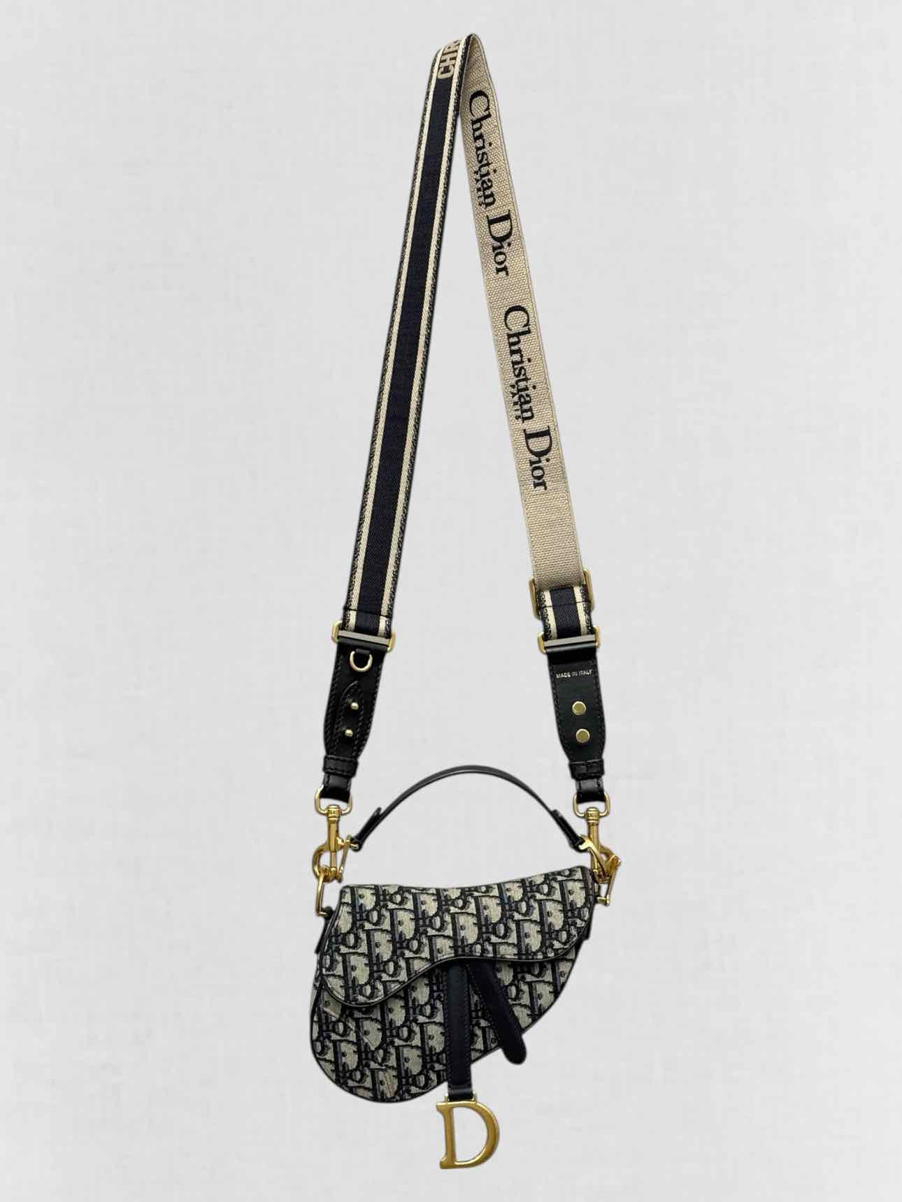 DIOR Navy Blue Oblique Saddle Bag