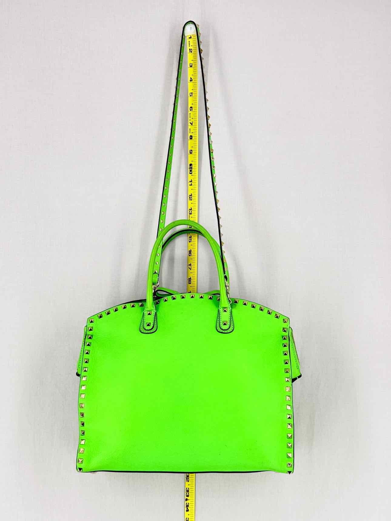 VALENTINO GARAVANI Rockstud Neon Green Tote Bag