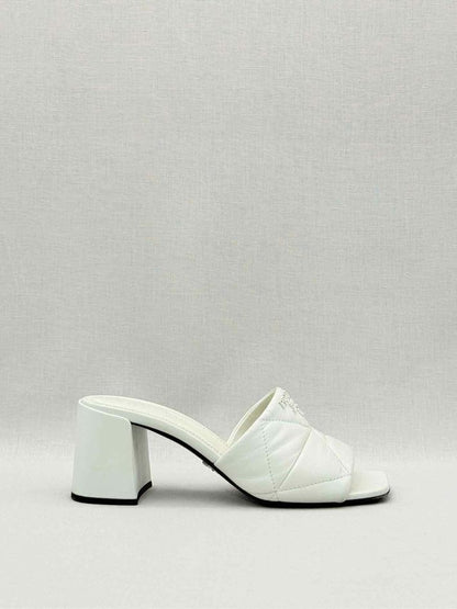 PRADA White Quilted Size EU 37.5 Heeled Sandals