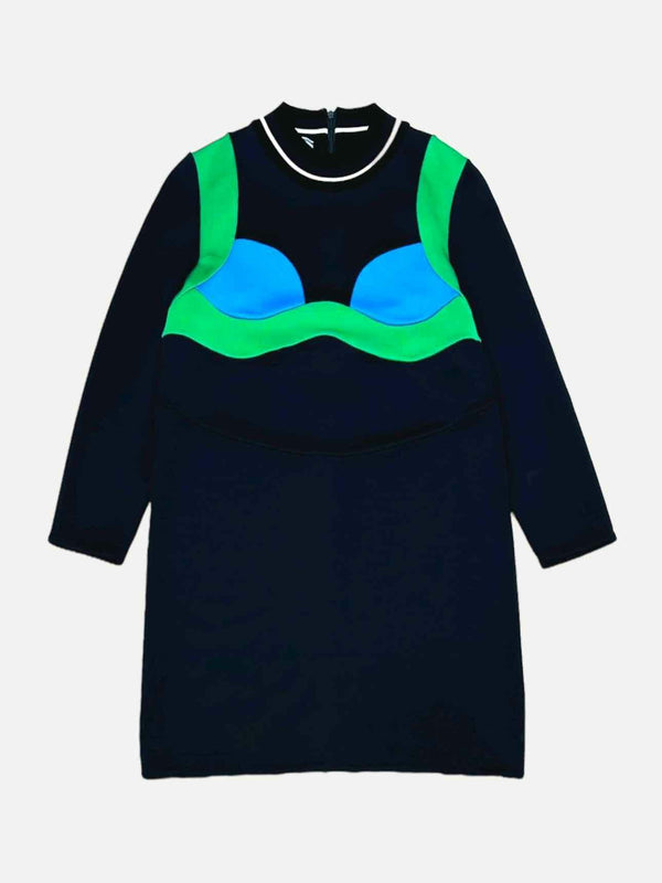 PRADA Blue & Green Colorblock Size US 4 Short Dress