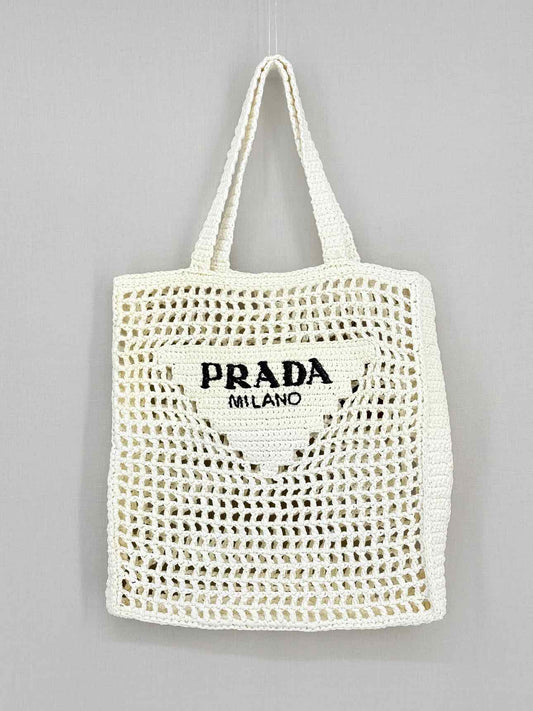 PRADA Crochet White Tote Bag