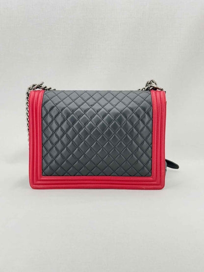 CHANEL Boy Black & Red Quilted Shoulder Bag