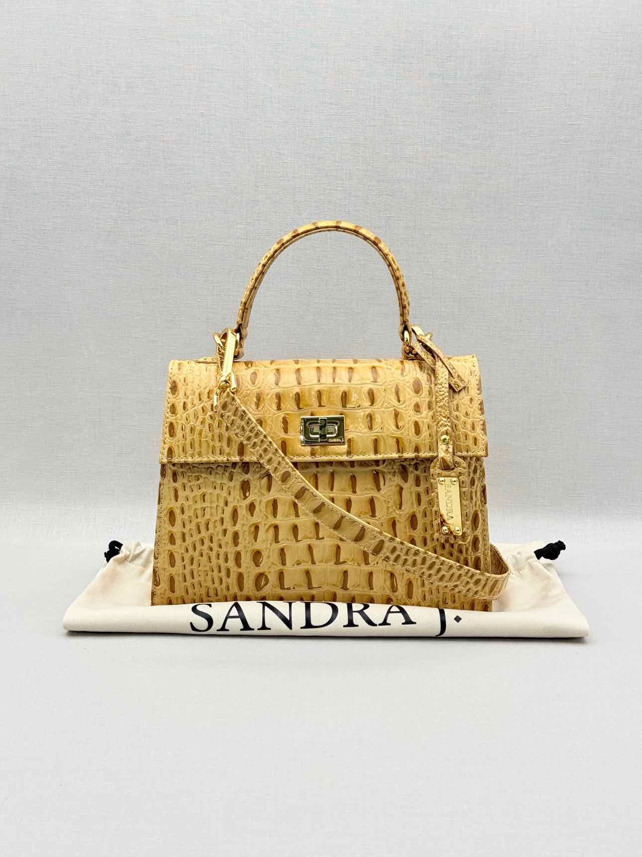SANDRA J Beige & Brown Top Handle