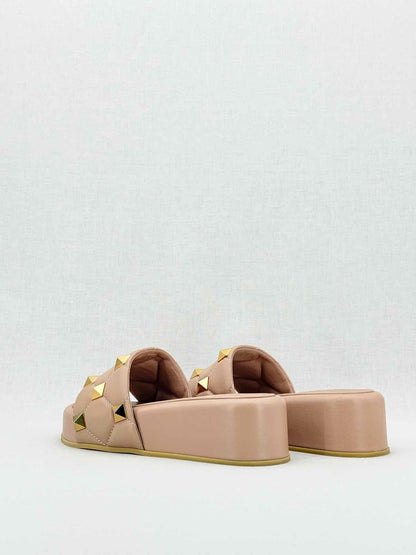 VALENTINO GARAVANI Roman Stud Beige Size EU 38 Slides