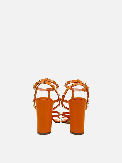 VALENTINO Rockstud Orange Heeled Sandals 41