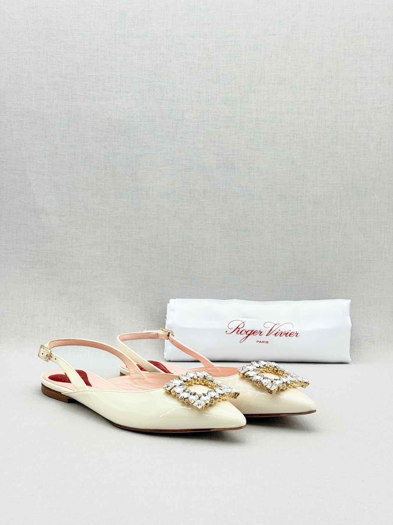 ROGER VIVIER Strass Cream Size EU 37 Flats