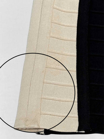 HERVE LEGER Black & Cream Size Medium Short Dress