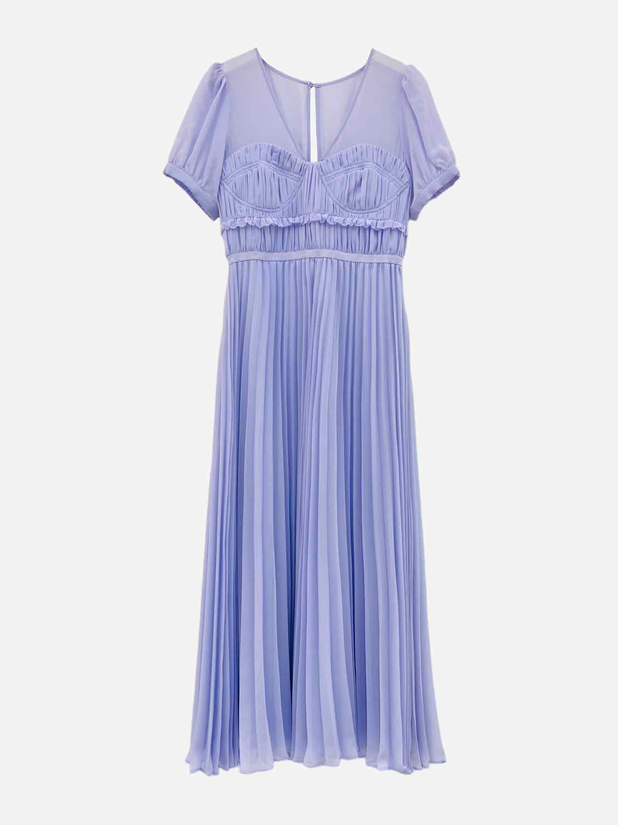 SELF-PORTRAIT Chiffon Lilac Size US 4 Midi Dress