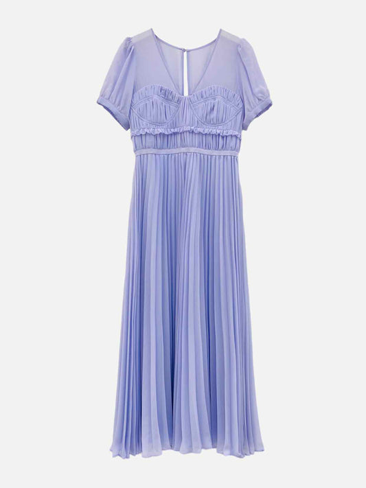 SELF-PORTRAIT Chiffon Lilac Size US 4 Midi Dress