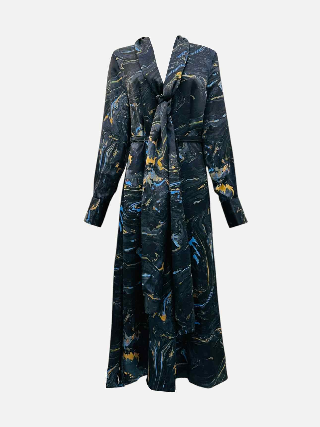 FENDI Marbled Black Multicolor Size Small Long Dress