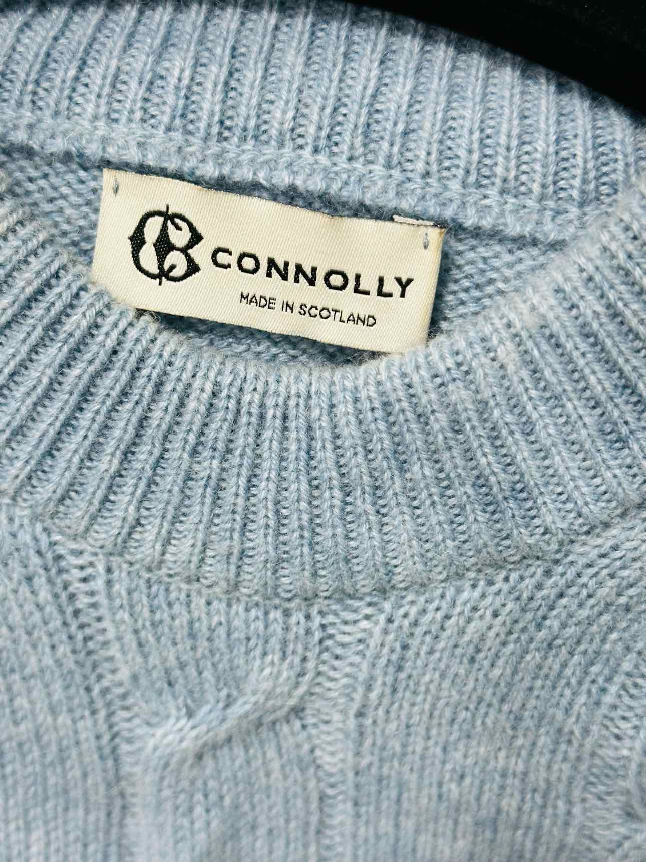 CONNOLLY Cable Knit Pale Blue Size Small Jumper