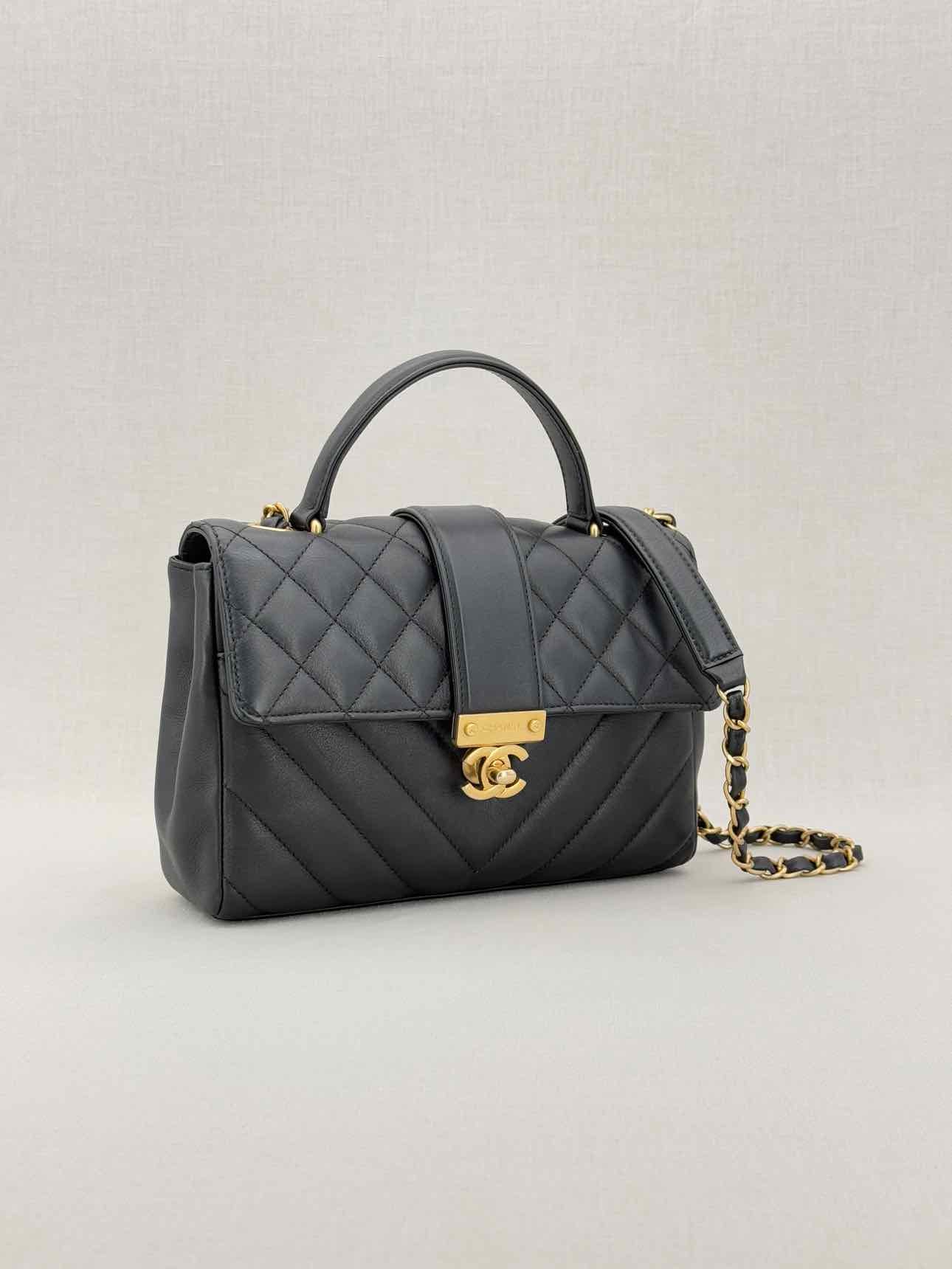 CHANEL In The City Black Quilted Top Handle
