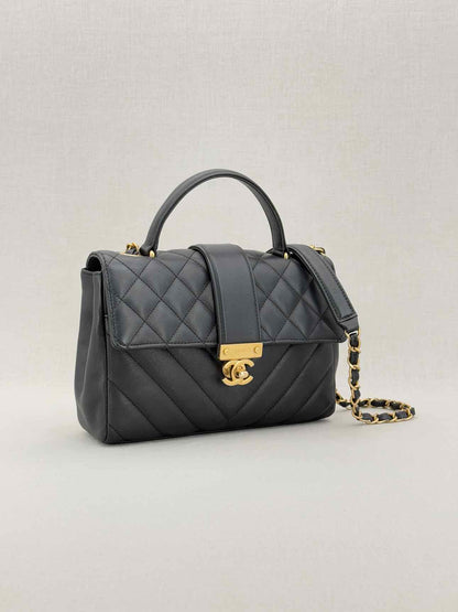 CHANEL In The City Black Quilted Top Handle