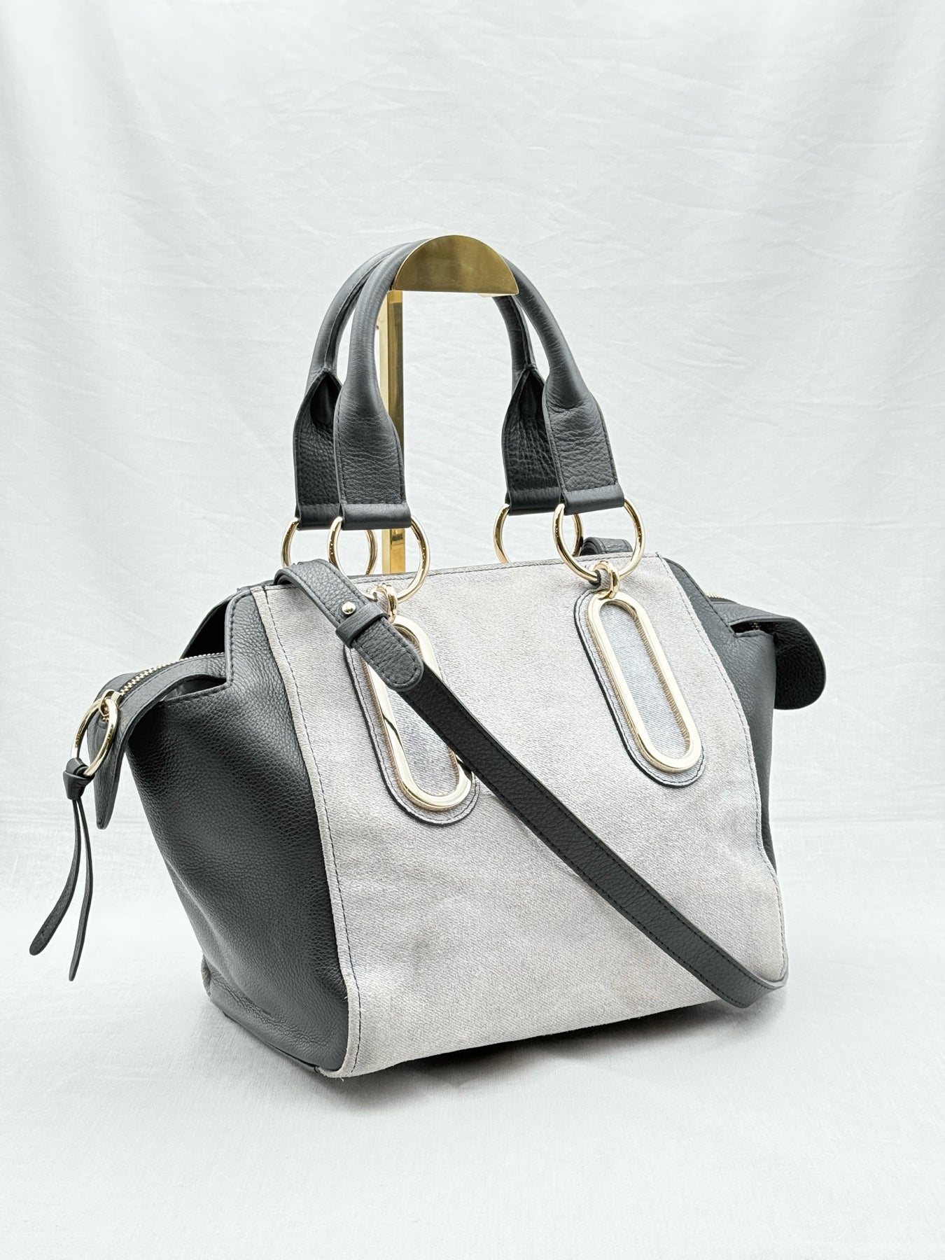 SEE BY CHLOE Paige Grey & Black Shoulder Bag