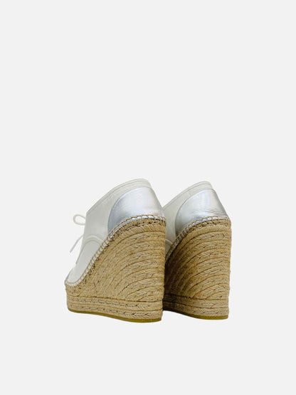 GUCCI Espadrille White w/ Silver Size EU 37.5 Wedges