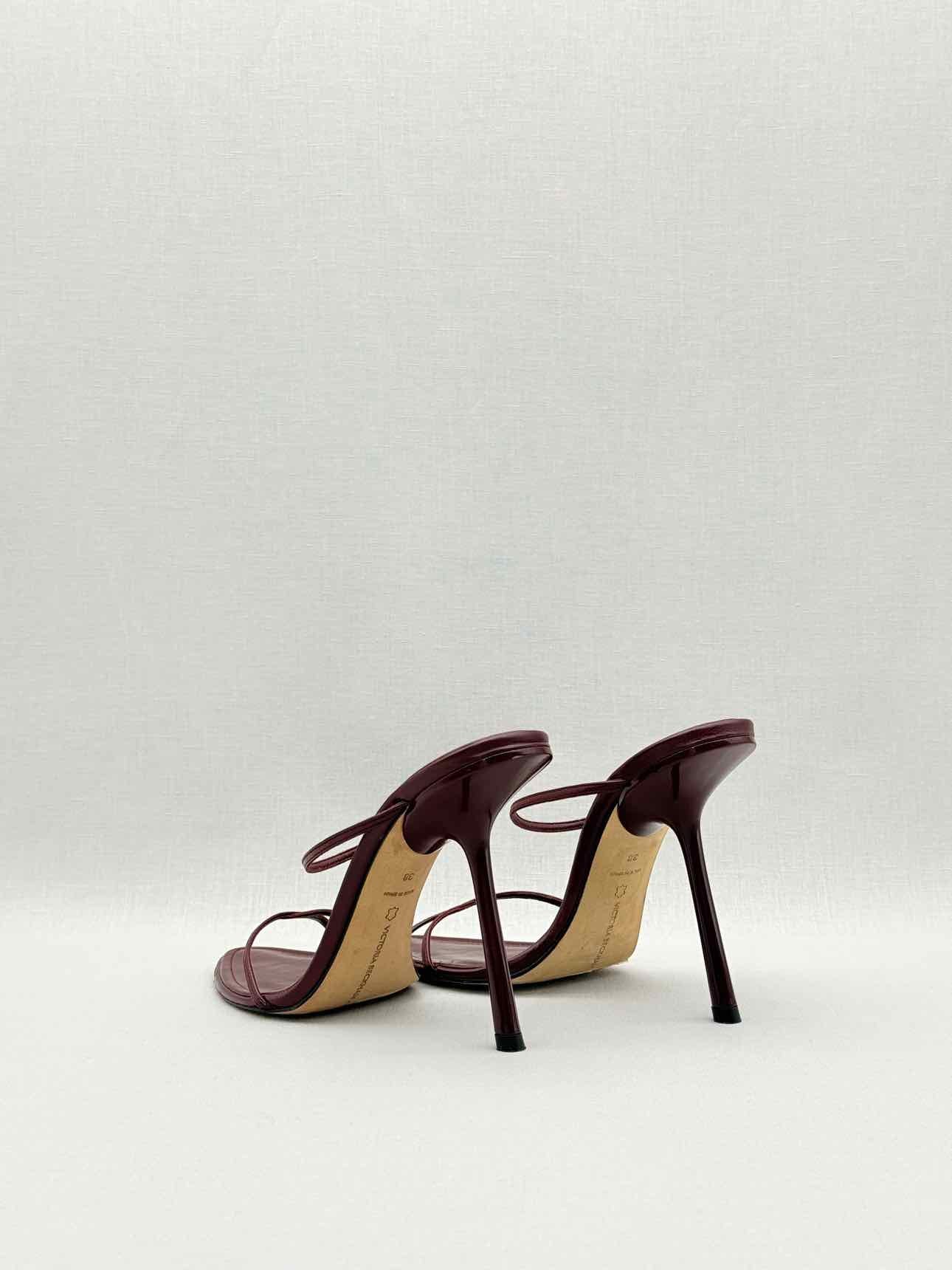 MANGO Burgundy Strappy Size EU 38 Heeled Sandals