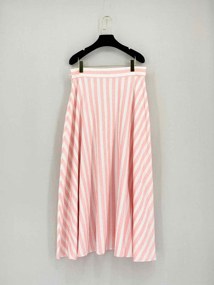 IRIS & INK Pink Striped Size US 10 Midi Skirt
