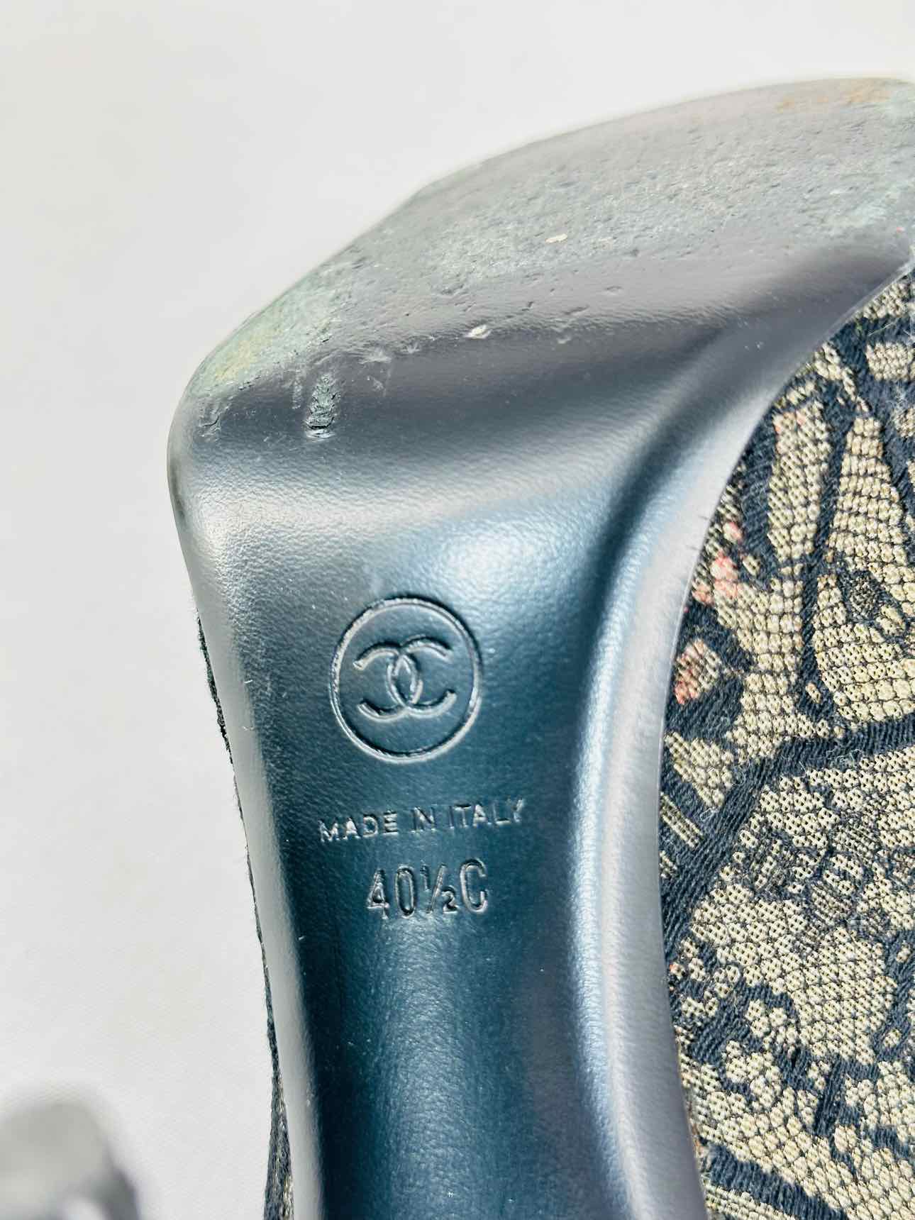 CHANEL Lace Up Black Mesh Size EU 40.5 Booties