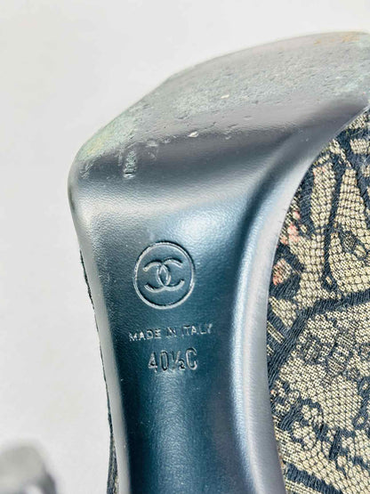 CHANEL Lace Up Black Mesh Size EU 40.5 Booties