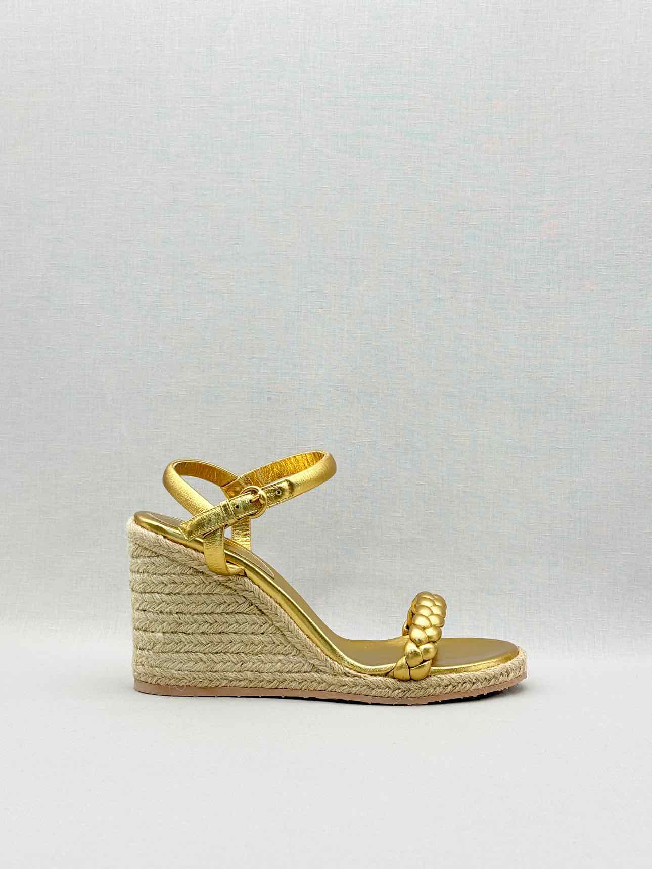 GIANVITO ROSSI Metallic Gold Braided Size EU 41 Wedges