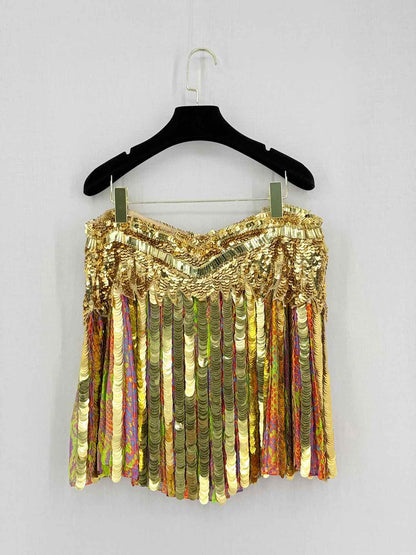 ROBERTO CAVALLI Runway Gold Size US 8 Mini Skirt