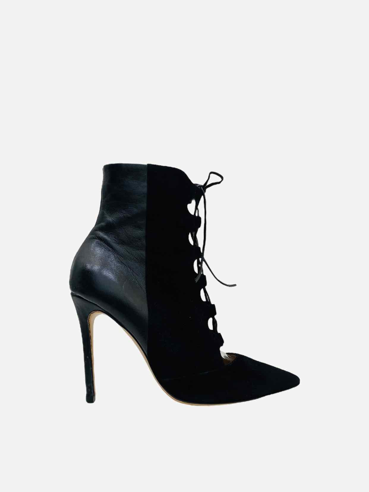 GIANVITO ROSSI Lace Up Black Ankle Boots 38