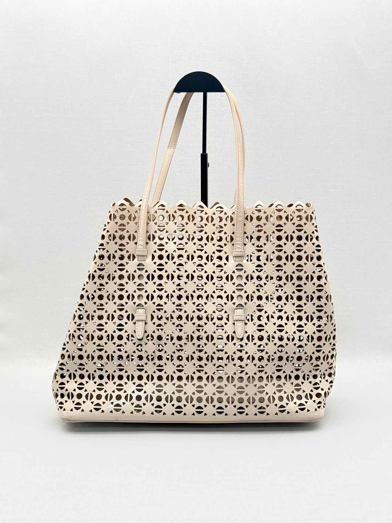 ALAIA Mina 25 Beige Tote Bag