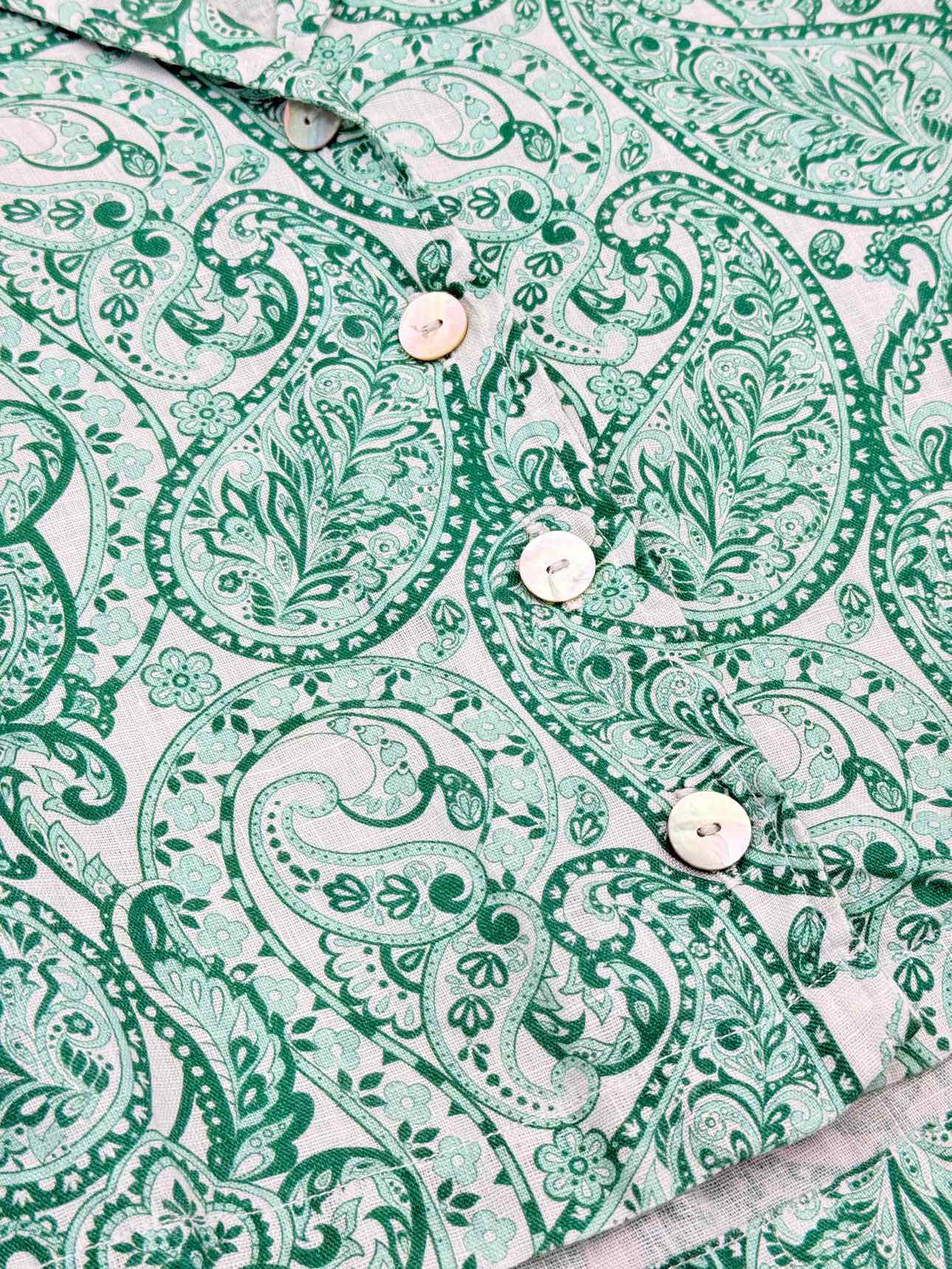POSITANO COUTURE White & Green Size Medium Midi Dress