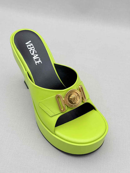 VERSACE Medusa Biggie Neon Green Size EU 38 Mules
