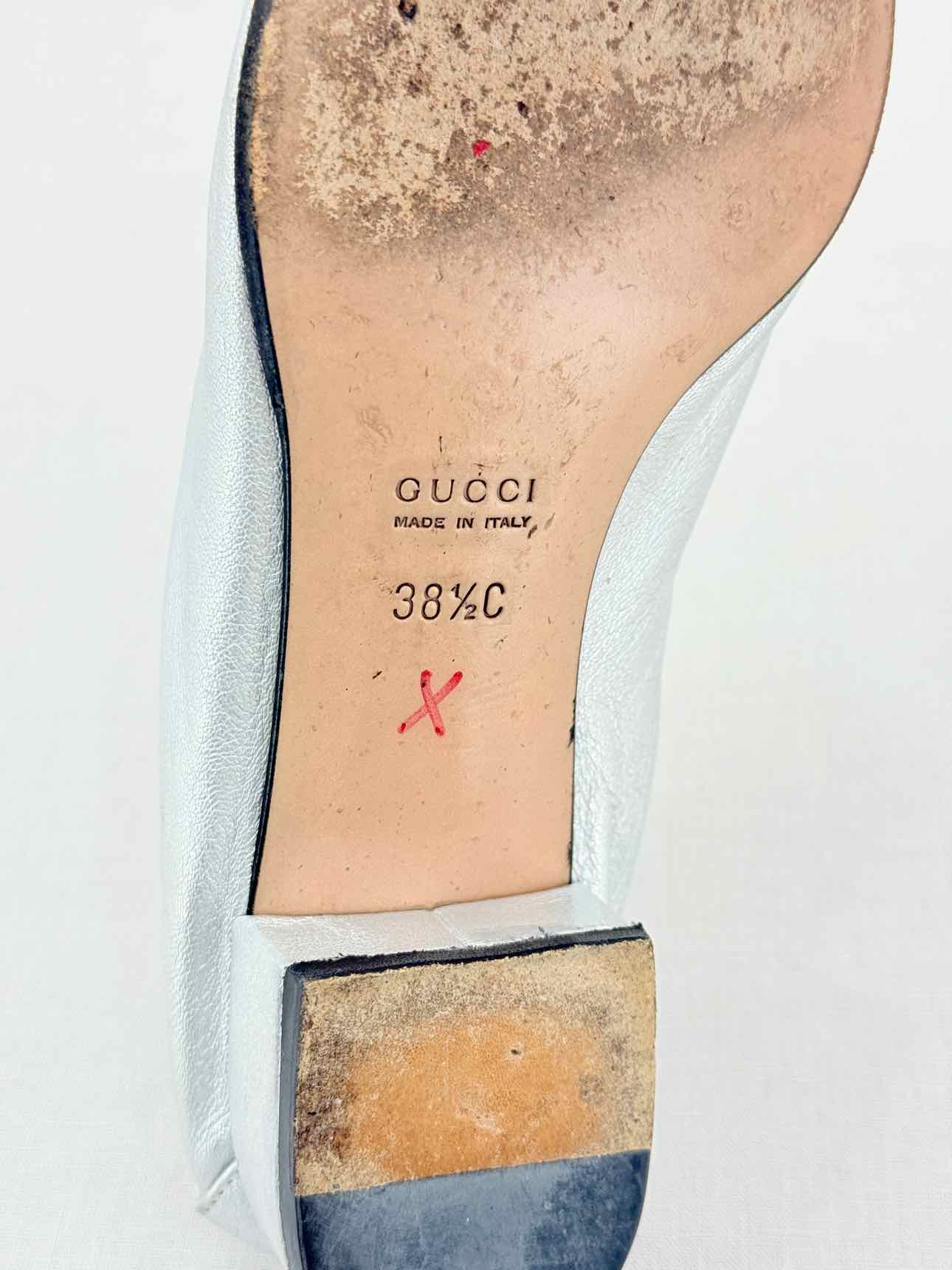 GUCCI Jordaan Silver Size EU 38.5 Loafers