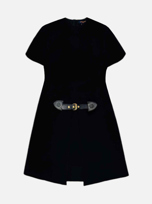 LOUIS VUITTON Wrap Effect Buckle Black Mini Dress