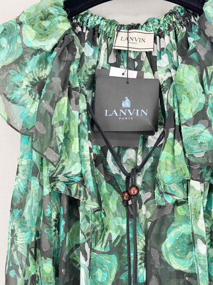 LANVIN Green Multicolor Floral Print Size US 2 Blouse