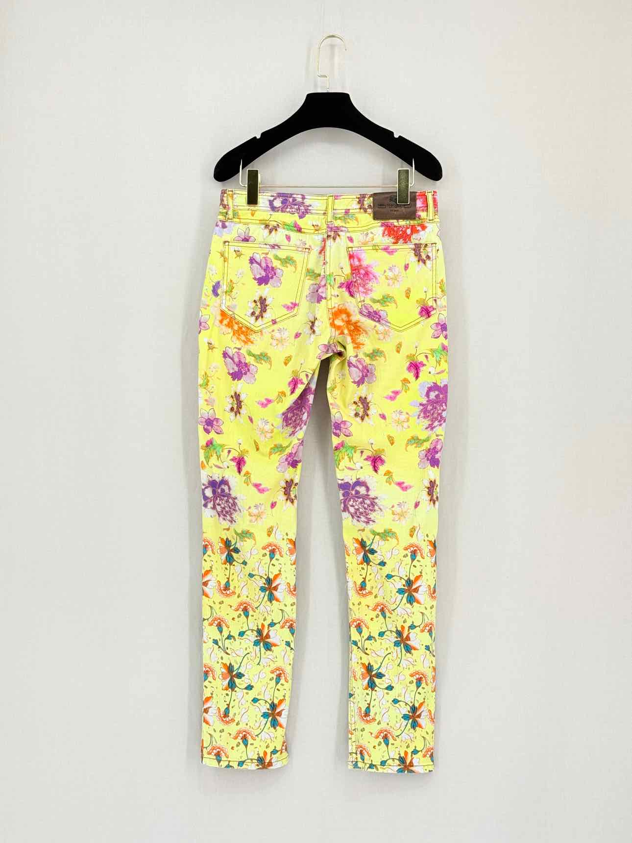 ETRO Yellow Multicolor Floral Print Size 27 Jeans