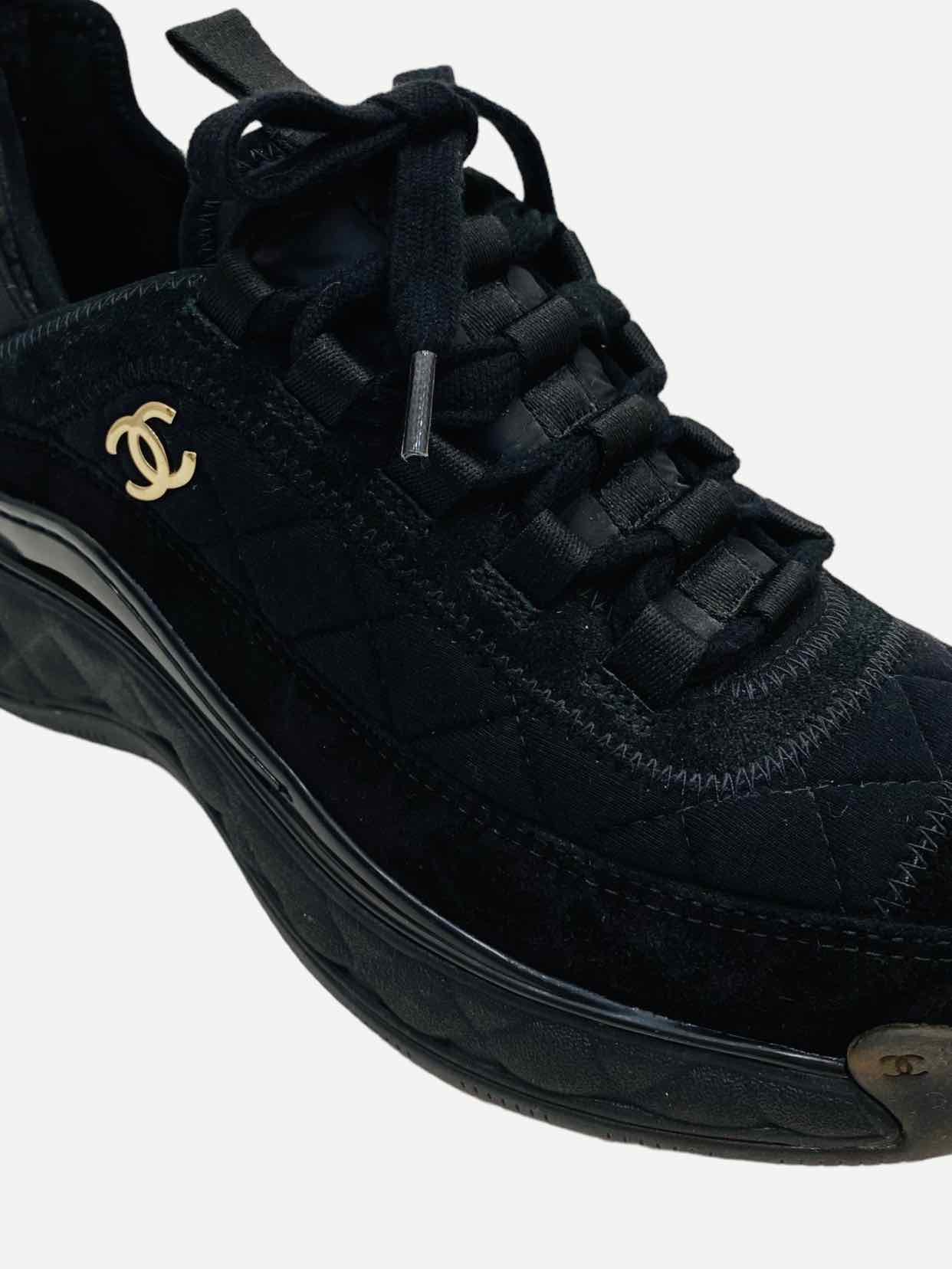 CHANEL Black Quilted Sneakers