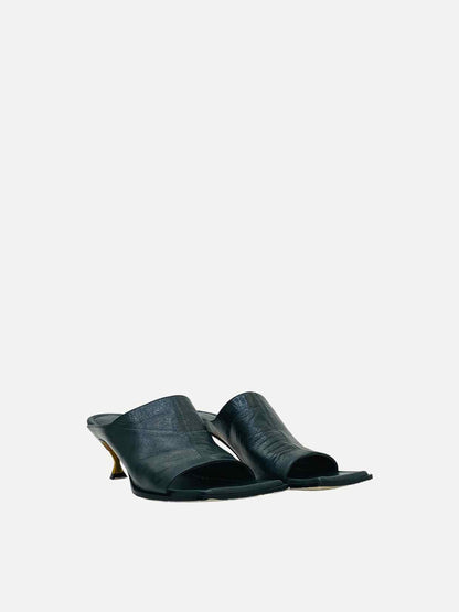 BOTTEGA VENETA Square-Toe Dark Green Mules 37