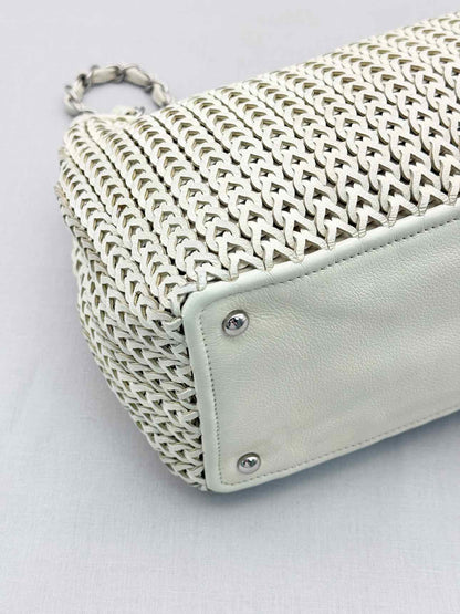 CHANEL Woven White Tote Bag