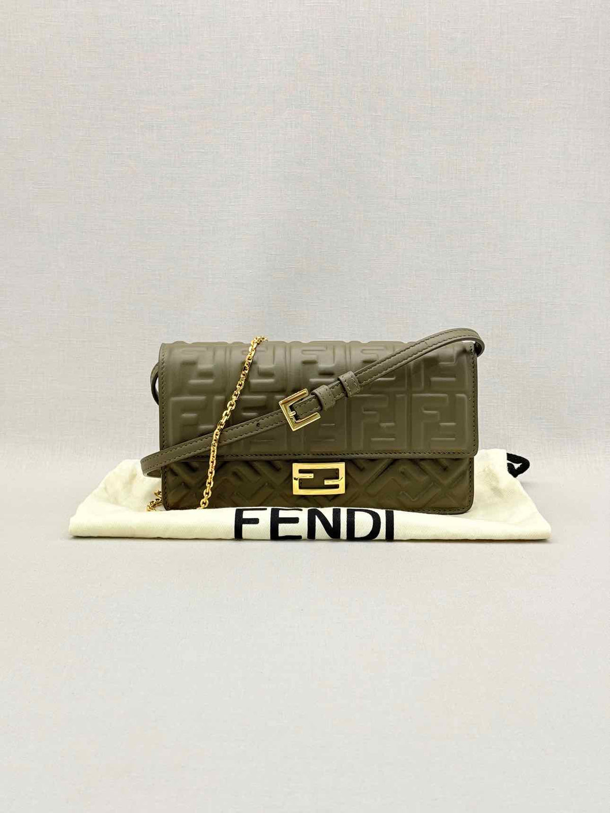 FENDI WOC Khaki FF Embossed Crossbody