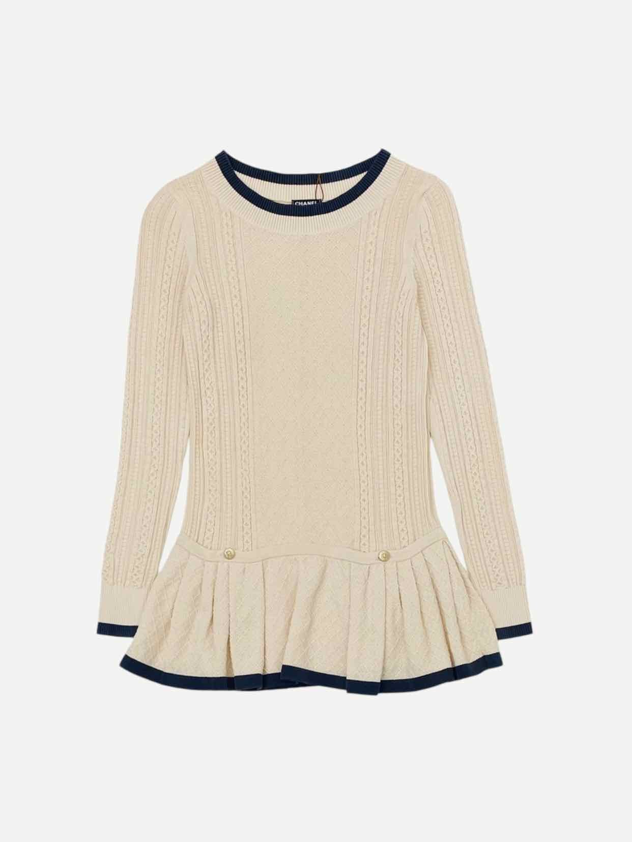 CHANEL Peplum Blue & Cream Top